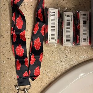 NWT Naruto Shippuden Signature Logo Black and Red Key Lanyard.